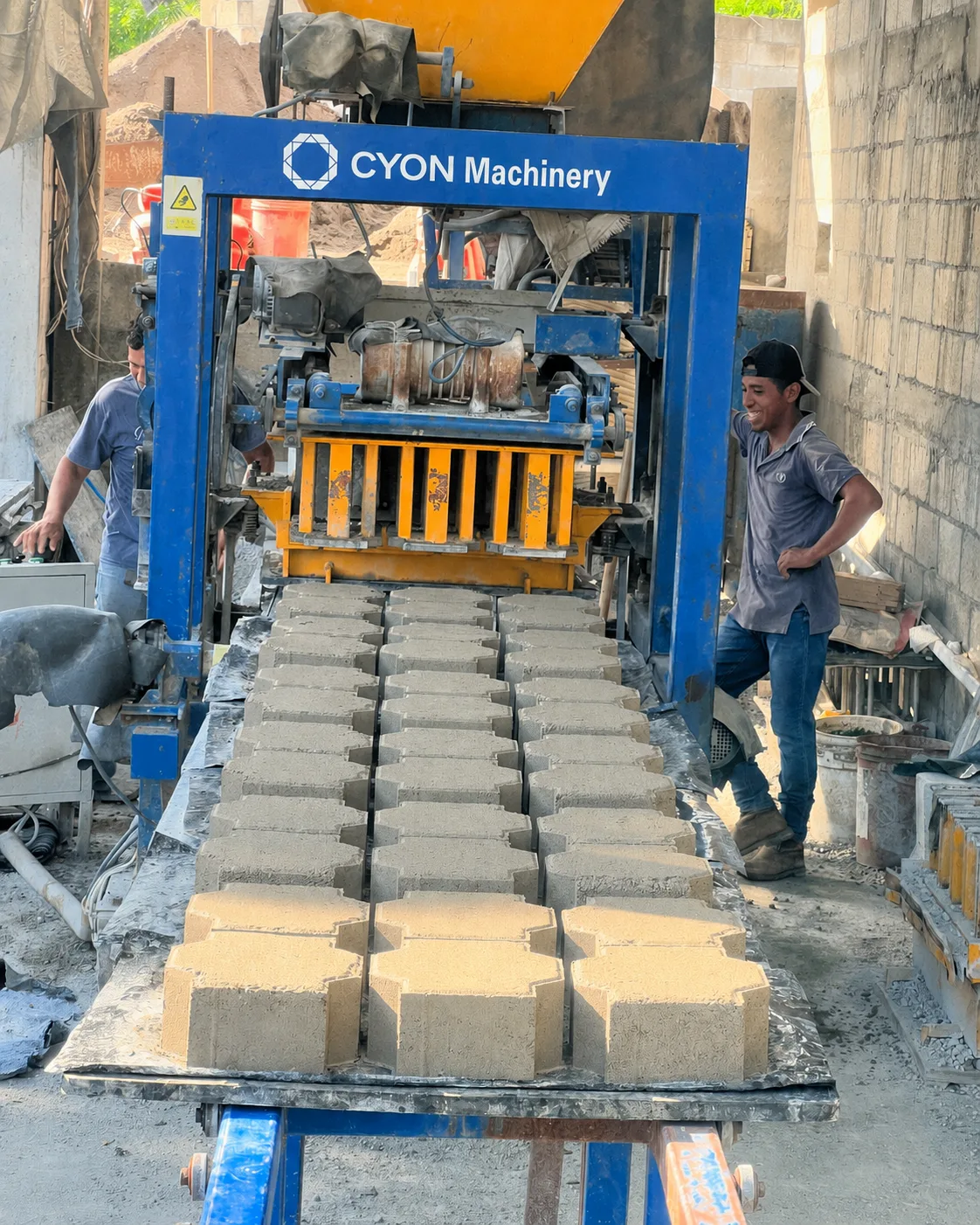 CYON brick making machine producing blocks in the Philippines