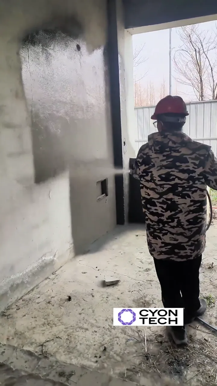 CYP putty sprayer handling prepared wall material on site